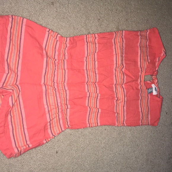 Girls coral stripped romper - Picture 1 of 3